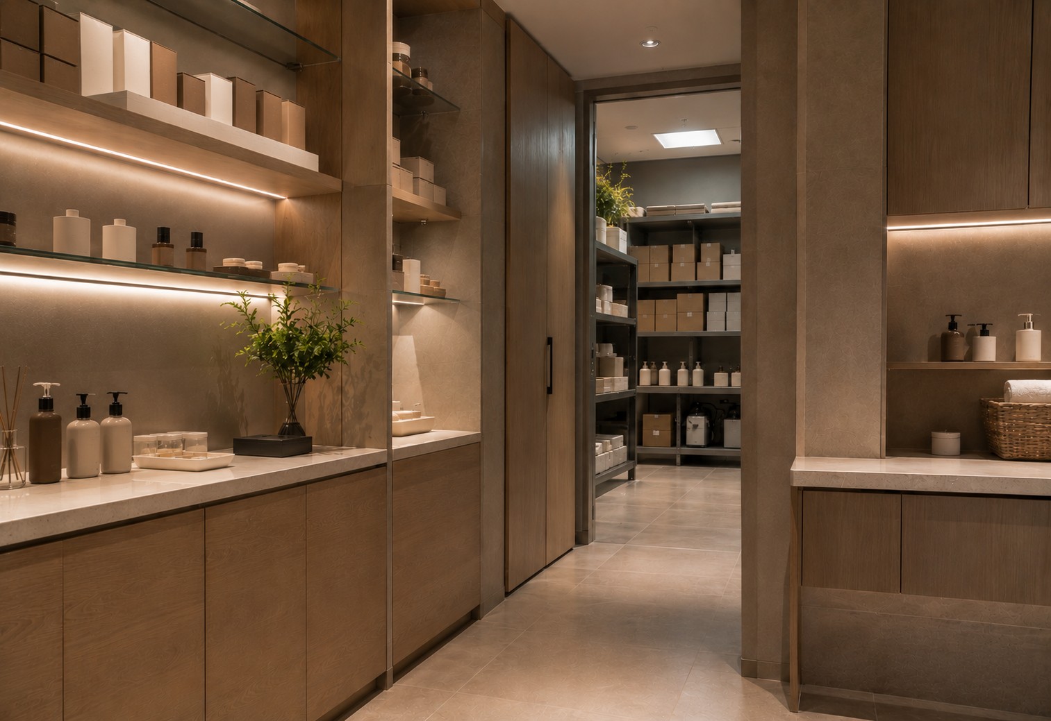 门店展示装修后场收纳细节
